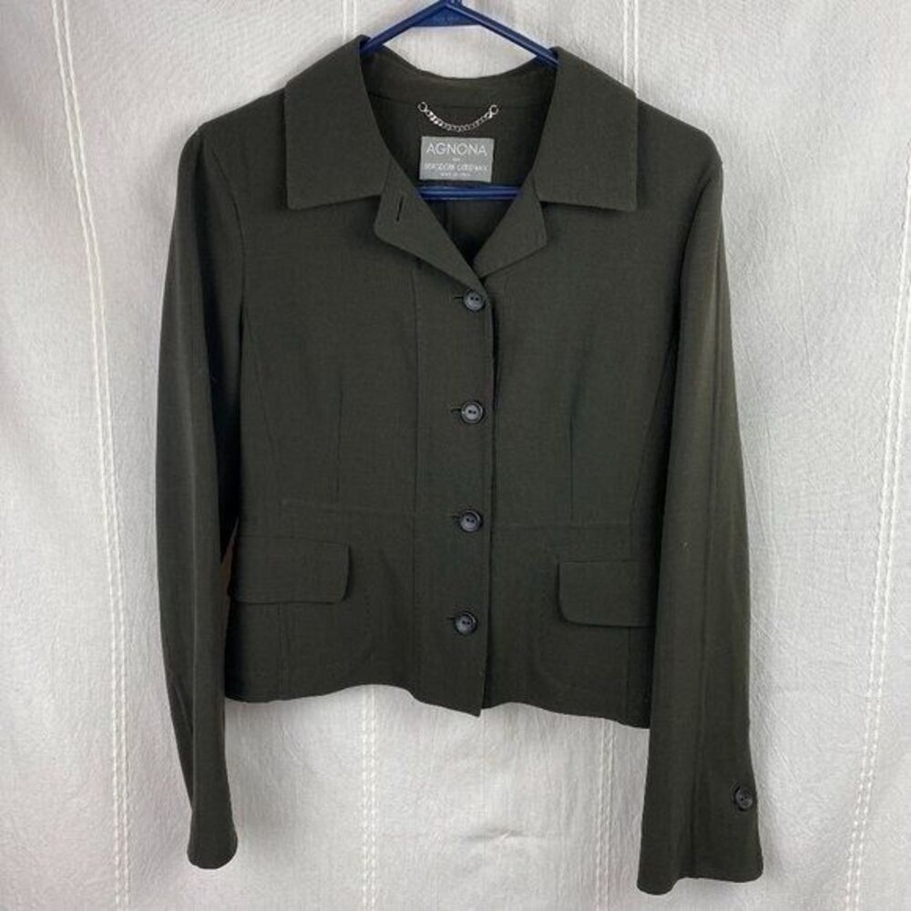 Agnona Bergdorf Goodman Italian Wool Green Blazer Jacket size‎ 44 / US 8